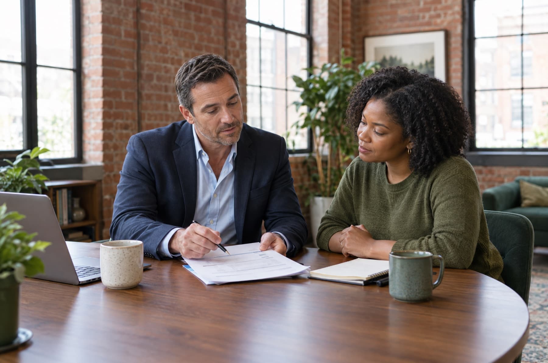 An advisor walking a business owner through financing options